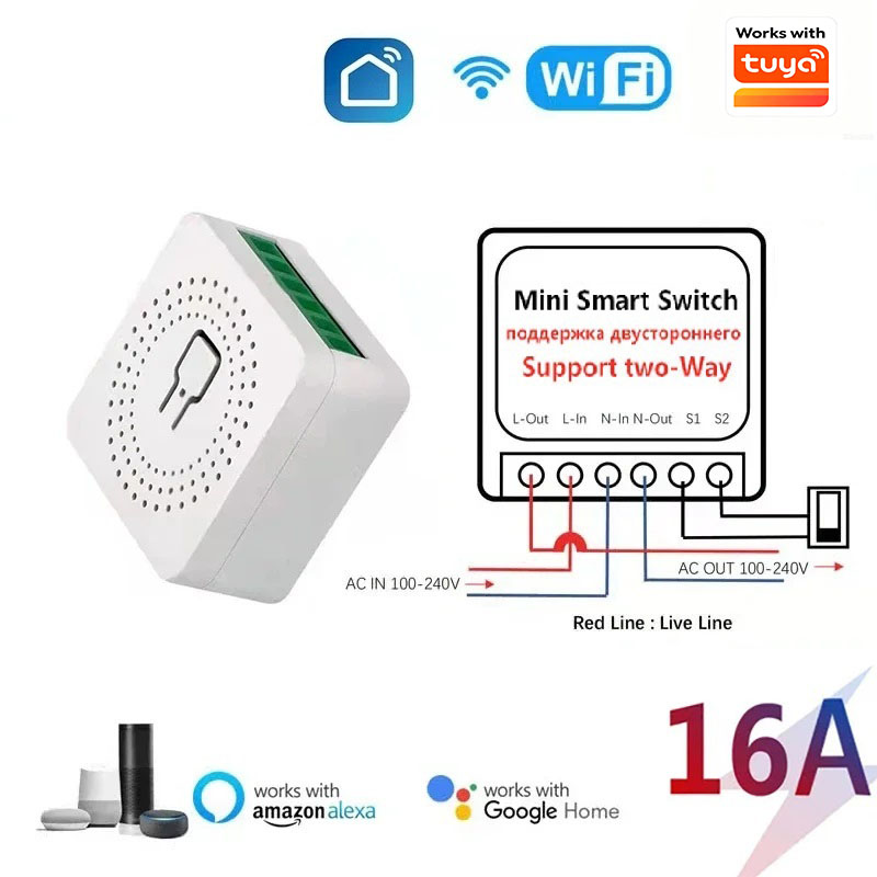 Smart Home Miniature - สวิตช์อัจฉริยะ WiFi 16A DIY ทำงานร่วมกับแอป Tuya