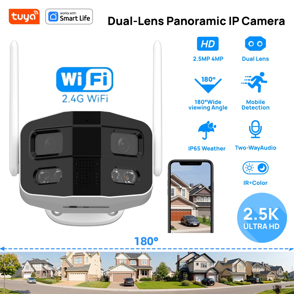 Smart Home Camera Ezviz - Tuya Smart 4MP 2.5K Dual-Lens ใหญ่