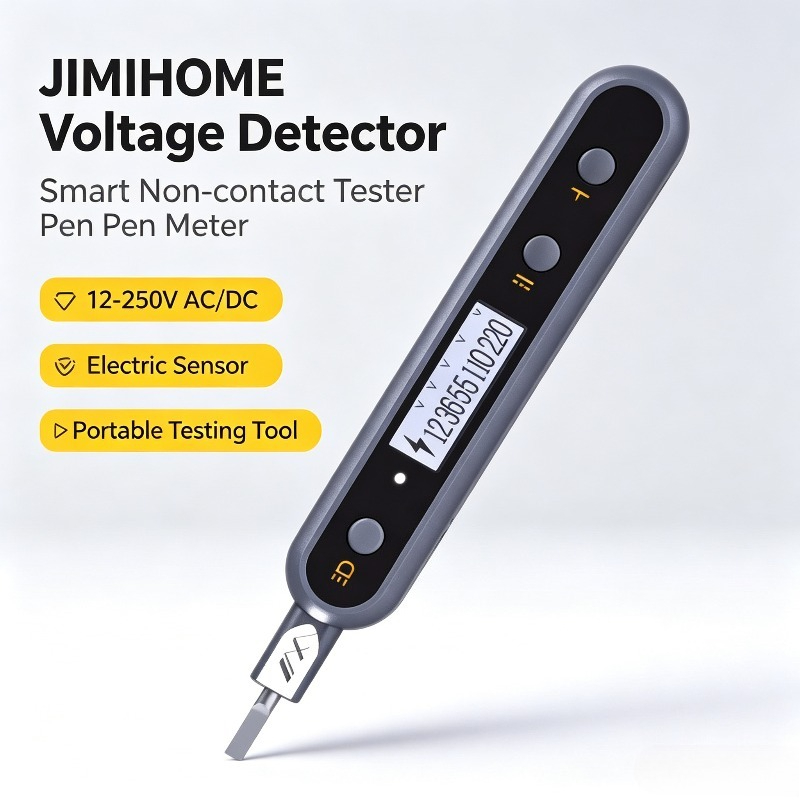 Smart Energy Monitor - JIMIHOME เครื่องตรวจจับแรงดันไฟฟ้าสมาร์ทแบบไม่สัมผัสปากกาทดสอบมิเตอร์ 12-250V AC/DC เซ็นเซอร์ไฟฟ้าเครื่องมือทดสอบมัลติฟังก์ชั่น