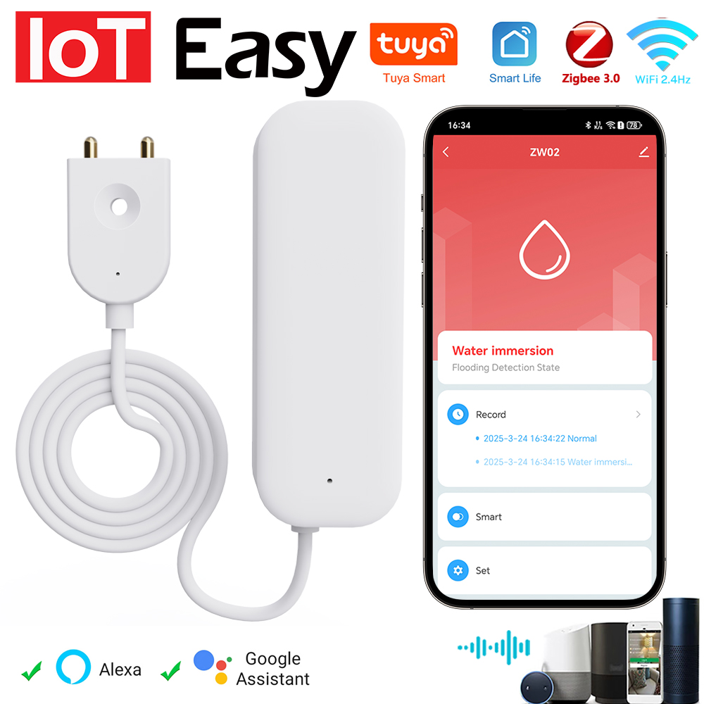 Smart Home Yale - Tuya WiFi ZigBee Water Sensor น้ํารั่วเครื่องตรวจจับน้ําท่วม