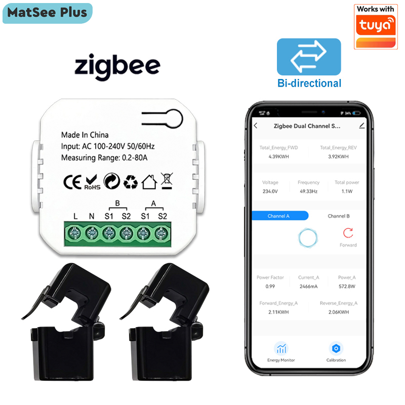 Smart Energy Monitor - สมาร์ทมิเตอร์วัดพลังงาน ZigBee แบบสองทิศทาง 1, 2 ช่อง