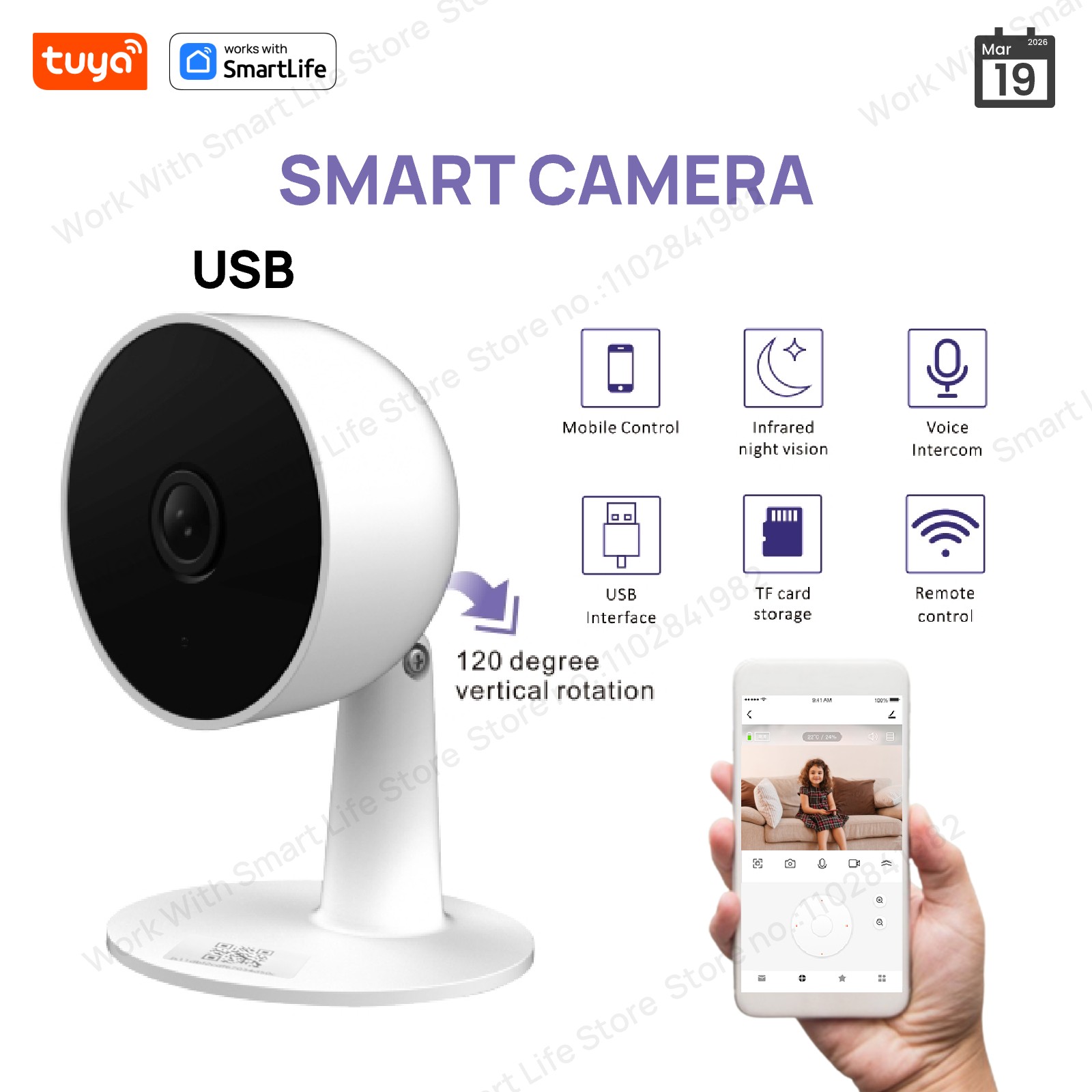 Smart Home Camera Ezviz - Tuya สมาร์ท 3MP HD Indoor Home
