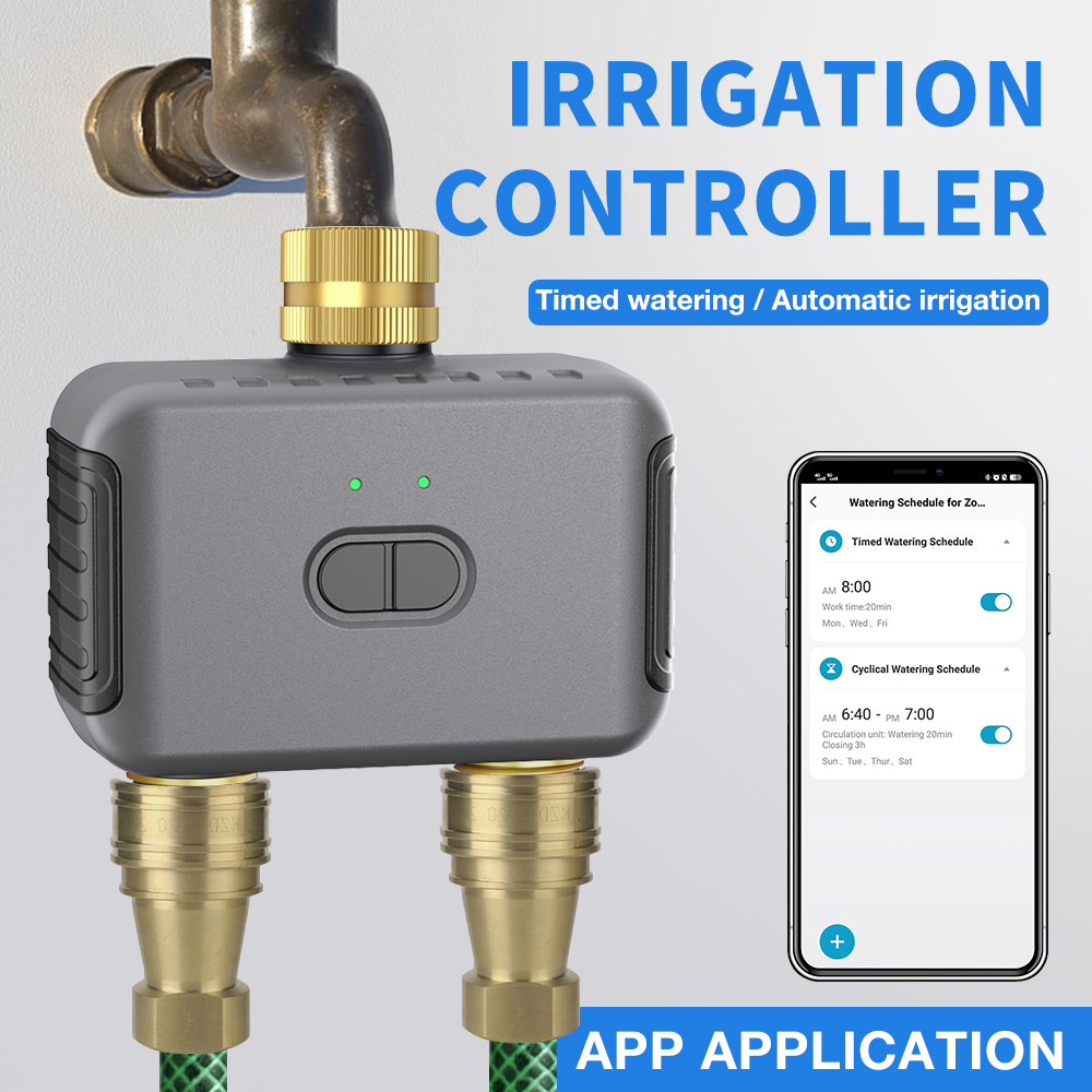Smart Home Matter - Tuya 2 โซนรดน้ําจับเวลาสวนชลประทานอัตโนมัติ Controller ระบบรดน้ําหยด Sprinkler