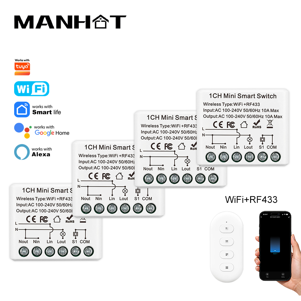 10A มินิ WIFI สมาร์ทสวิตช์ RF4 - Smart Home Miniature บทวิจารณ์และราคา